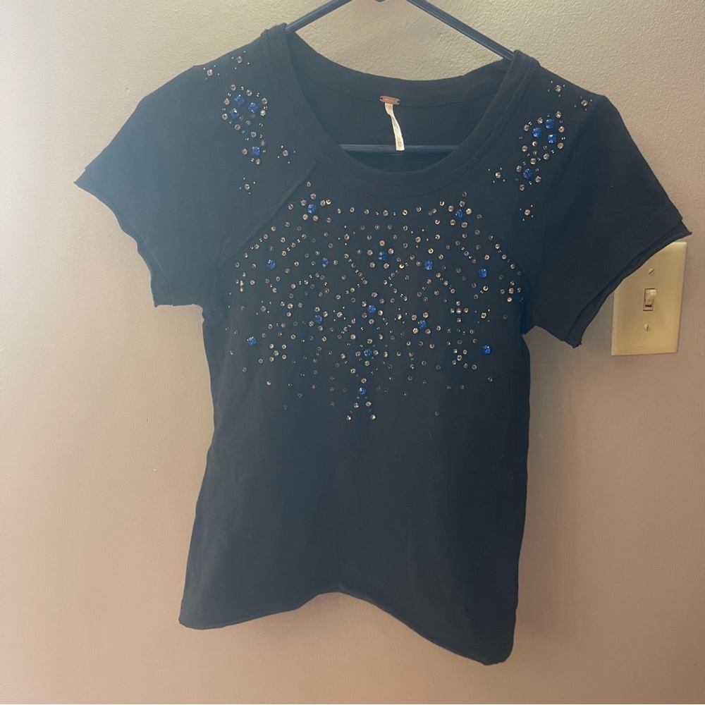 Free people Embellished Black Women's Top